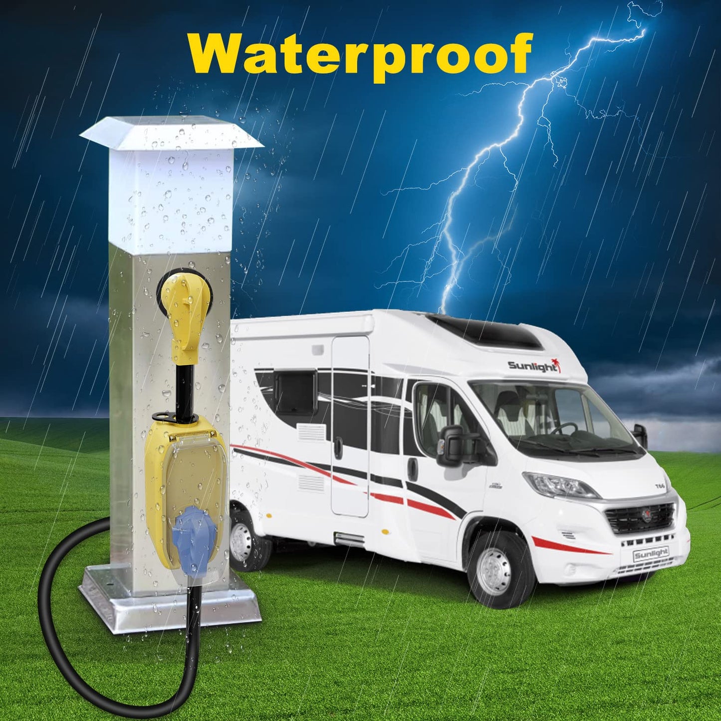 EPICORD RV Surge Protector 50 Amp,4200 Joules Surge Protection PVC with LED Indicators -Yellow