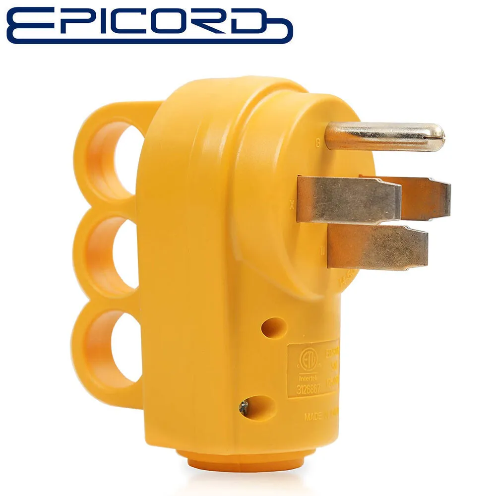 EPICORD 50Amps Heavy Duty RV Male Replacement Receptacle Plug Ergonomic Grip Handle