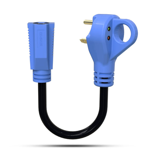 EPICORD 30 Amp Male to 15 Amp Female Dogbone Adapter RV Electrical Converter Cord Cable-Blue