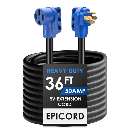 EPICORD 36ft 50amps RV Extension Cord with Finger Grip Plug with Indicator and Female Receptacle