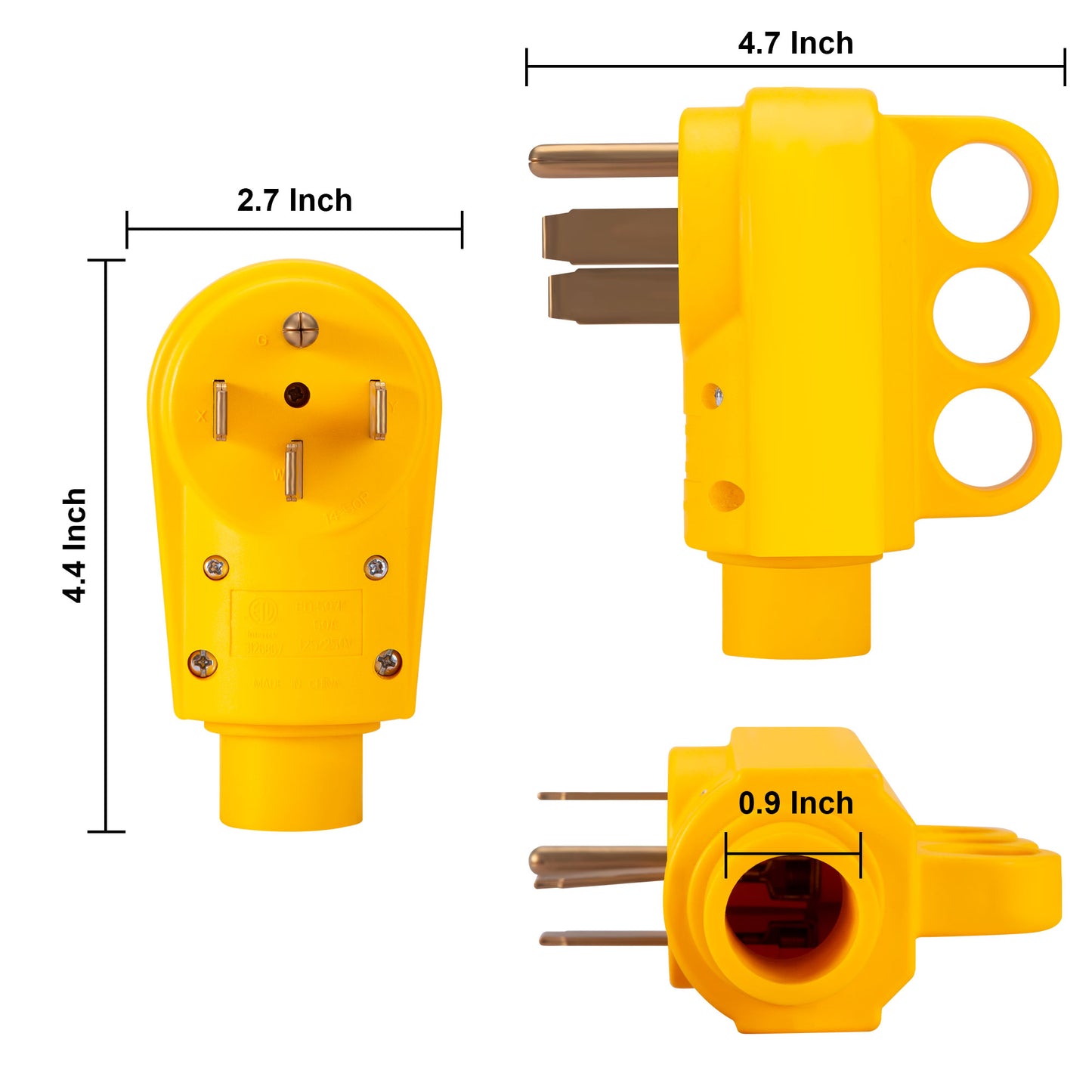 EPICORD 125V 30 AMP Heavy Duty RV Male Replacement Receptacle Plug Ergonomic Grip Handle