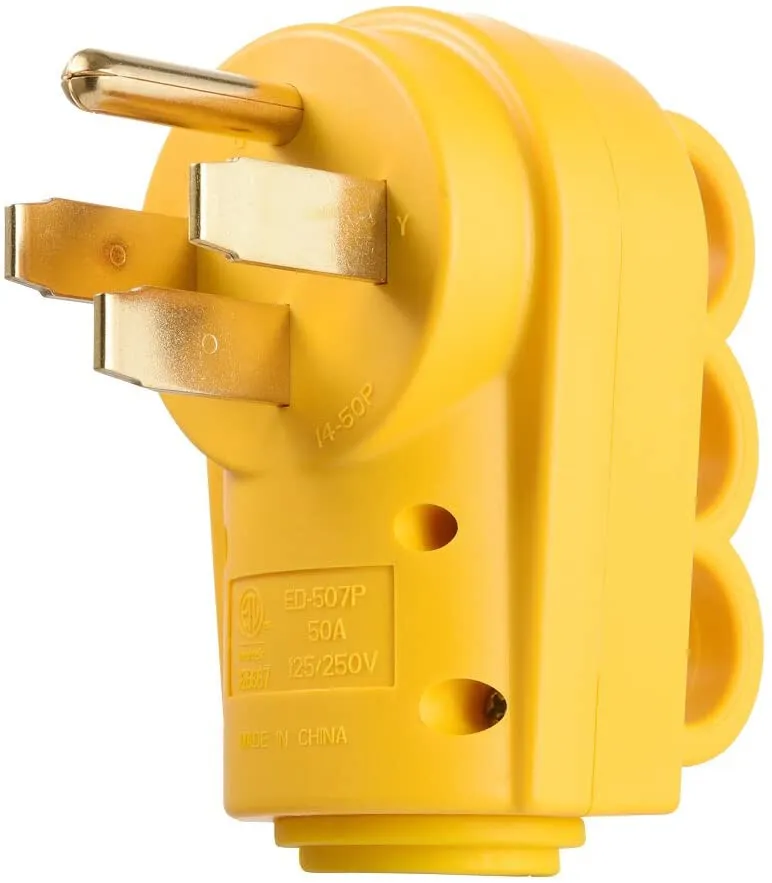 EPICORD 50Amps Heavy Duty RV Male Replacement Receptacle Plug Ergonomic Grip Handle