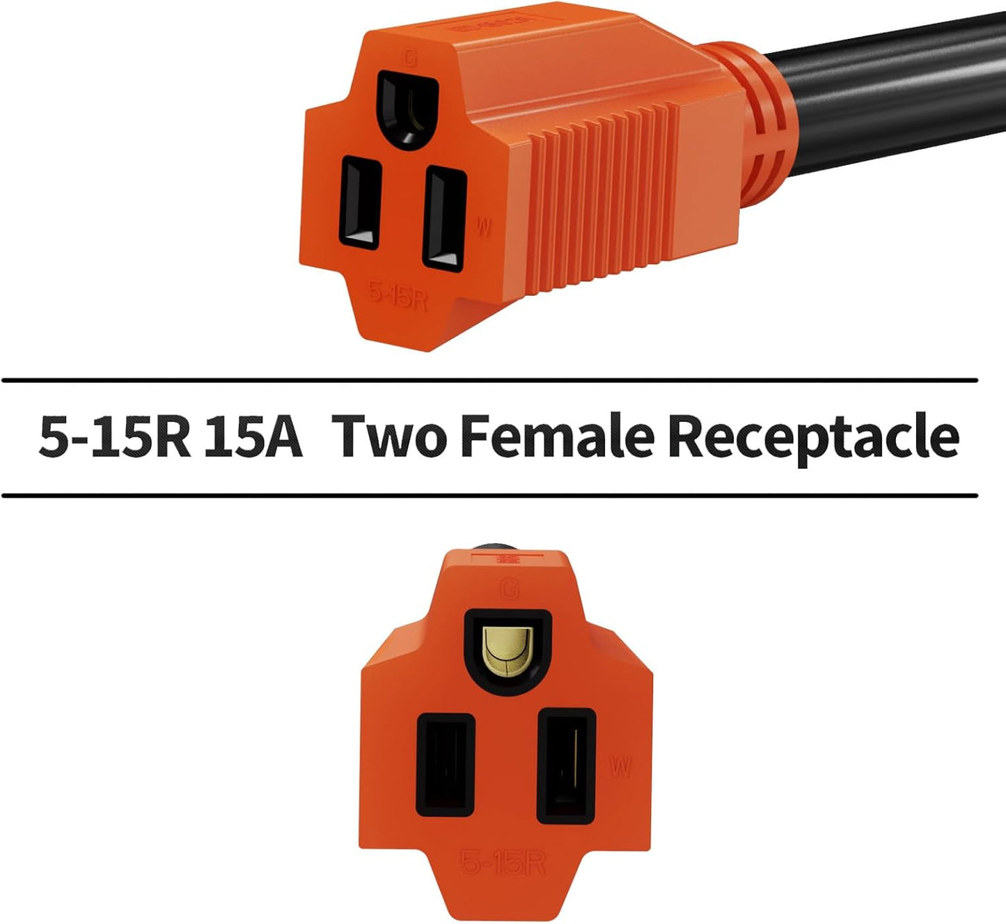 EPICORD RV Y Splitter Adapter Cord 50 Amp to Two 15 Amp,14-50P Male Plug to Two 5-15R Female Plug with Handle