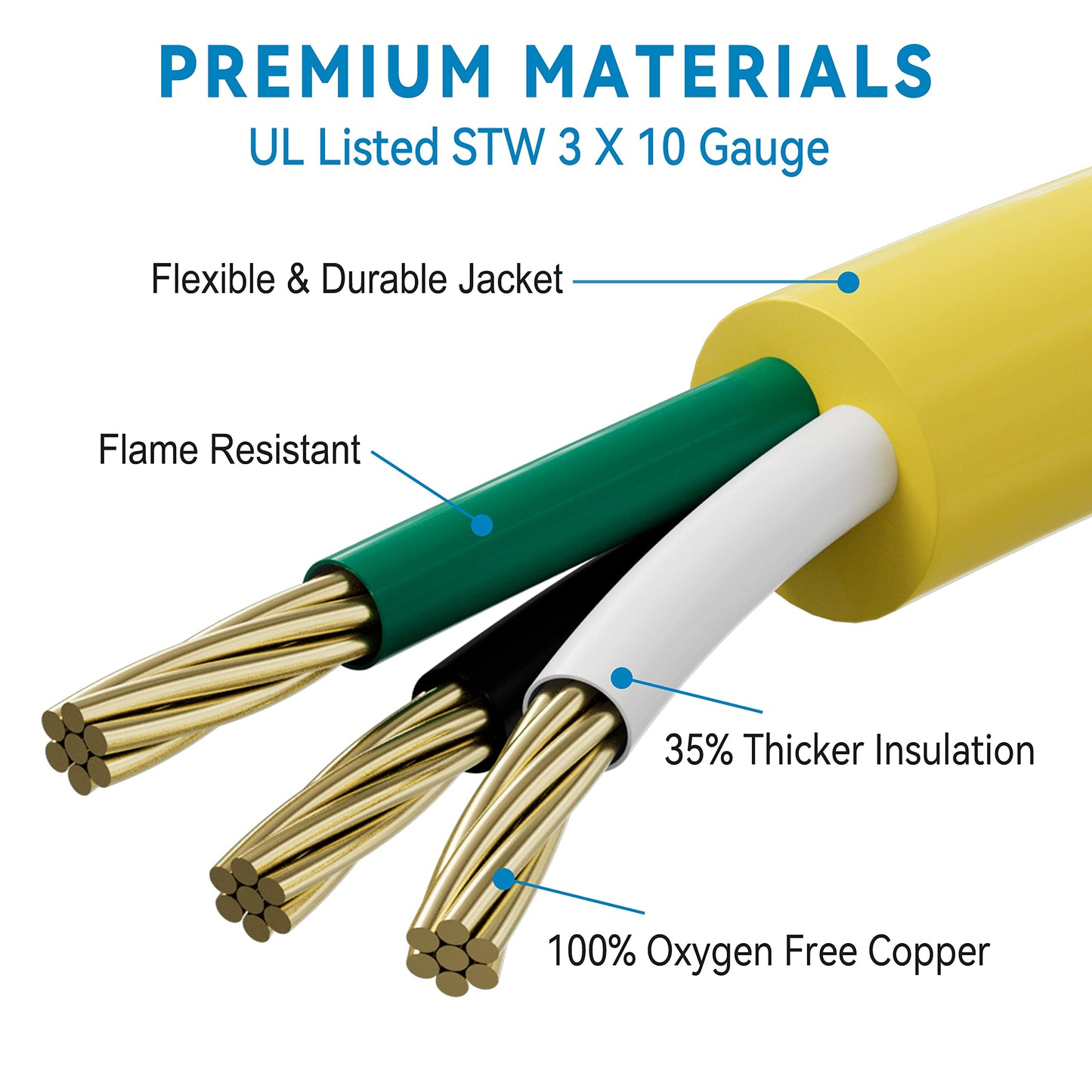 EPICORD 50Amp Male to 30Amp Female Dogbone Adapter RV Electrical Converter Cord Cable-Orange