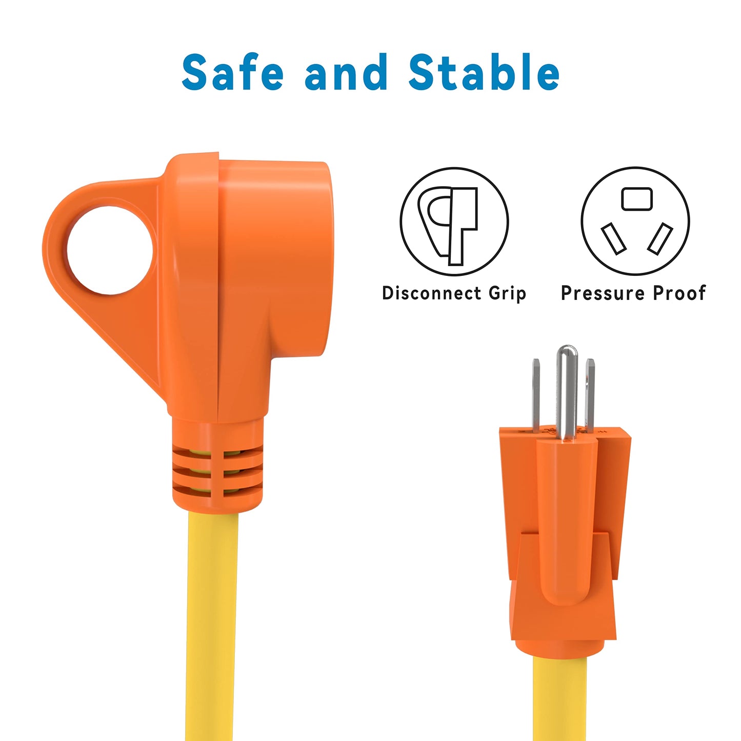 EPICORD 30Amp Male to 15Amp Female Dogbone Adapter RV Electrical Converter Cord Cable-Orange