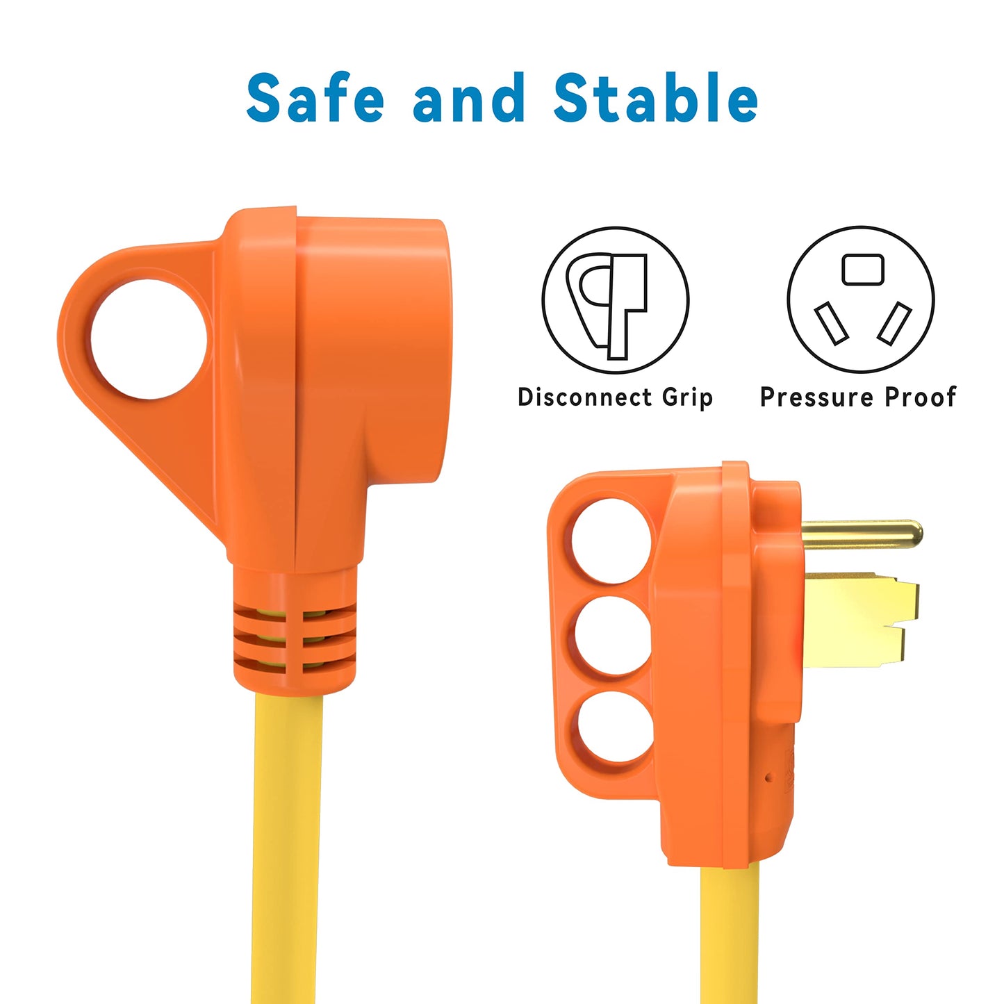 EPICORD 50Amp Male to 30Amp Female Dogbone Adapter RV Electrical Converter Cord Cable-Orange
